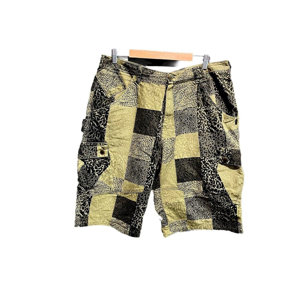 Air Jordan Green Patchwork Pattern Cotton Men's Cargo Jean Shorts Size‎ 36R